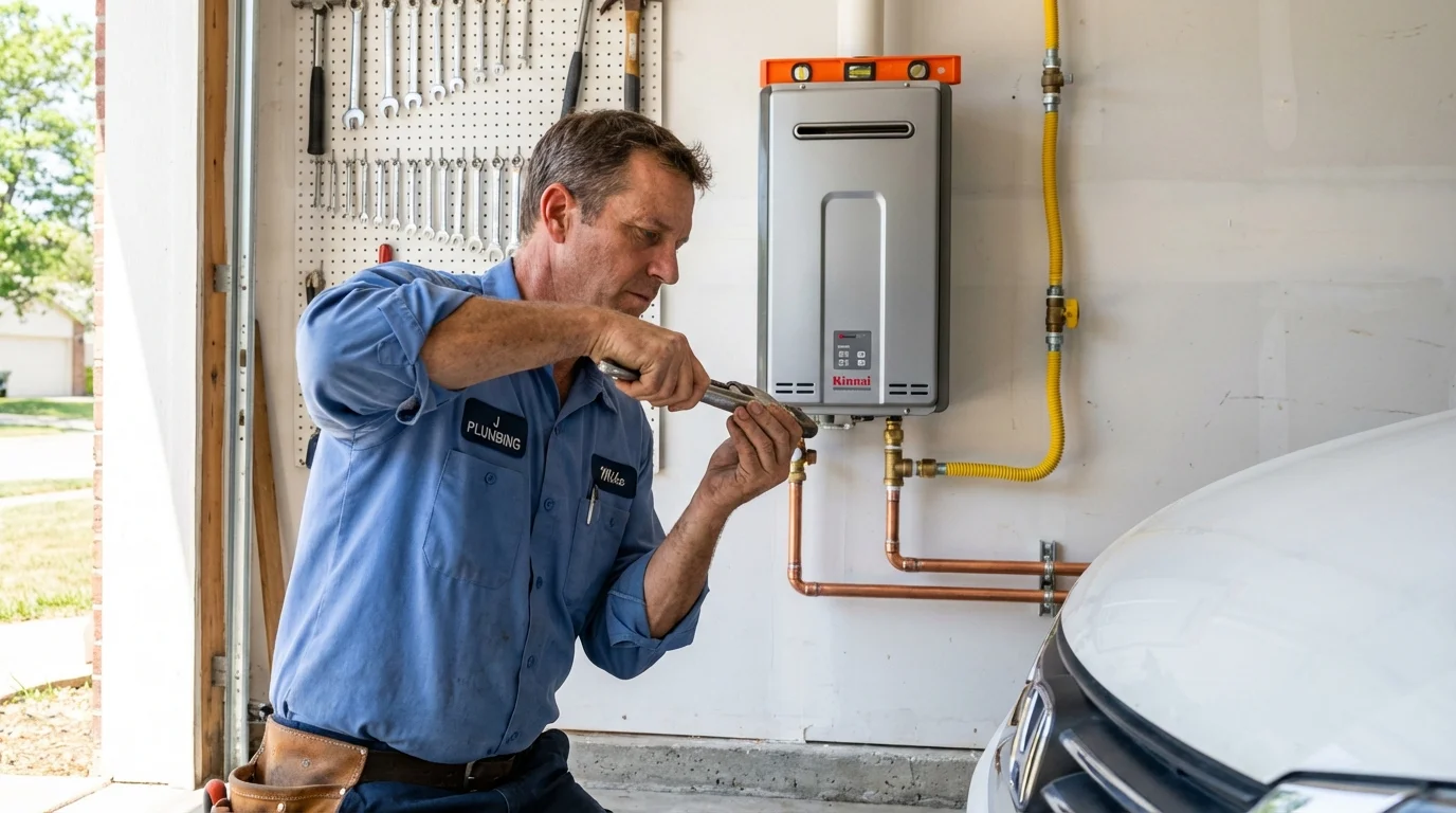 Tankless water heater installation by a Johns Plumbing LLC plumber in Suncook